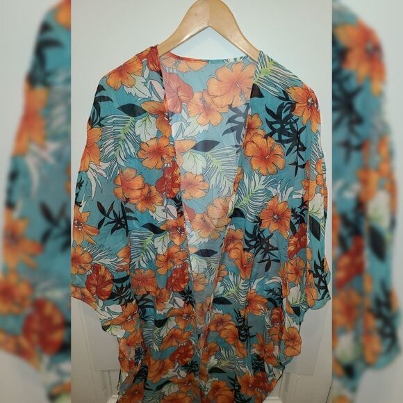 Floral Print Long Kimono Boho Cardigan - Picture 6 of 6